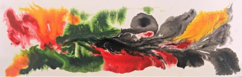 Japanese garden Inks on canvas