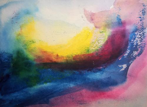 Sunrise acrylic on watercolour paper 15 x 22