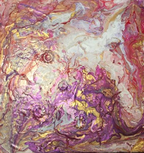 Playtime pour mixed media 12 x 12 (SOLD)