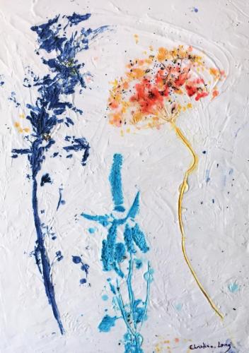 Dried Flowers from my garden mixed media 18 x 24