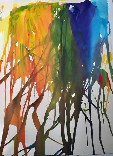 Colours of the Morning Sun fabric dyes on watercolour paper 22 x 30