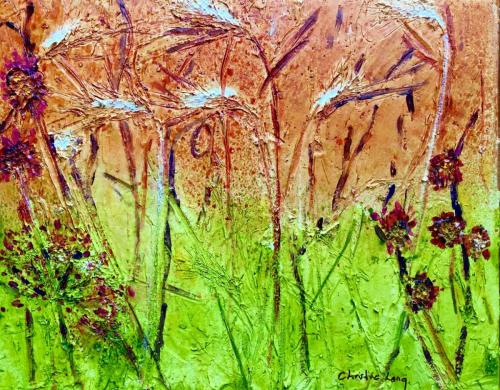 Flowers from my Garden mixed media 24 x 18 (SOLD)