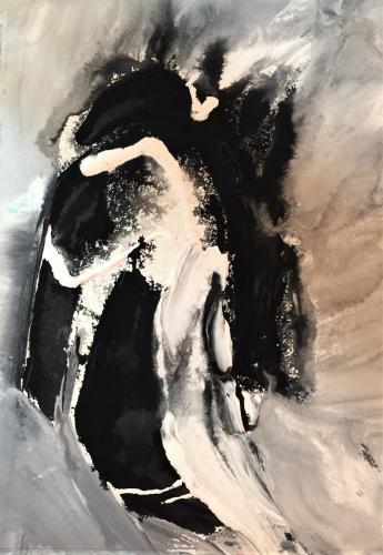 Snowstorm acrylic on watercolour paper on wood panel (SOLD)