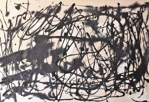 Unbound acrylic on raw canvas on stretched canvas 30 x 38