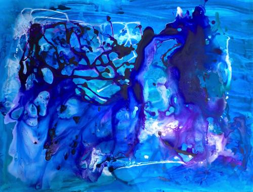 In the Beginning Acrylic on Terraskin 30 x 39 framed